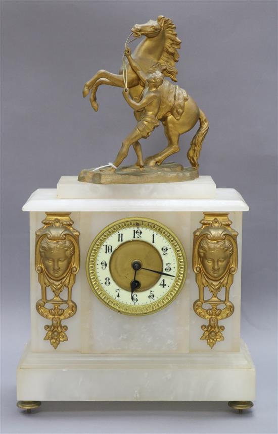 An alabaster gilt mounted clock height 46cm